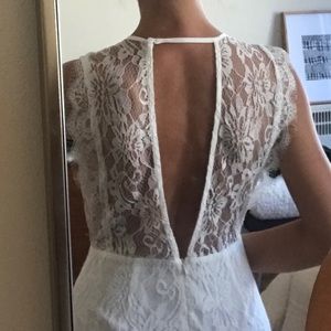 Lace open back white